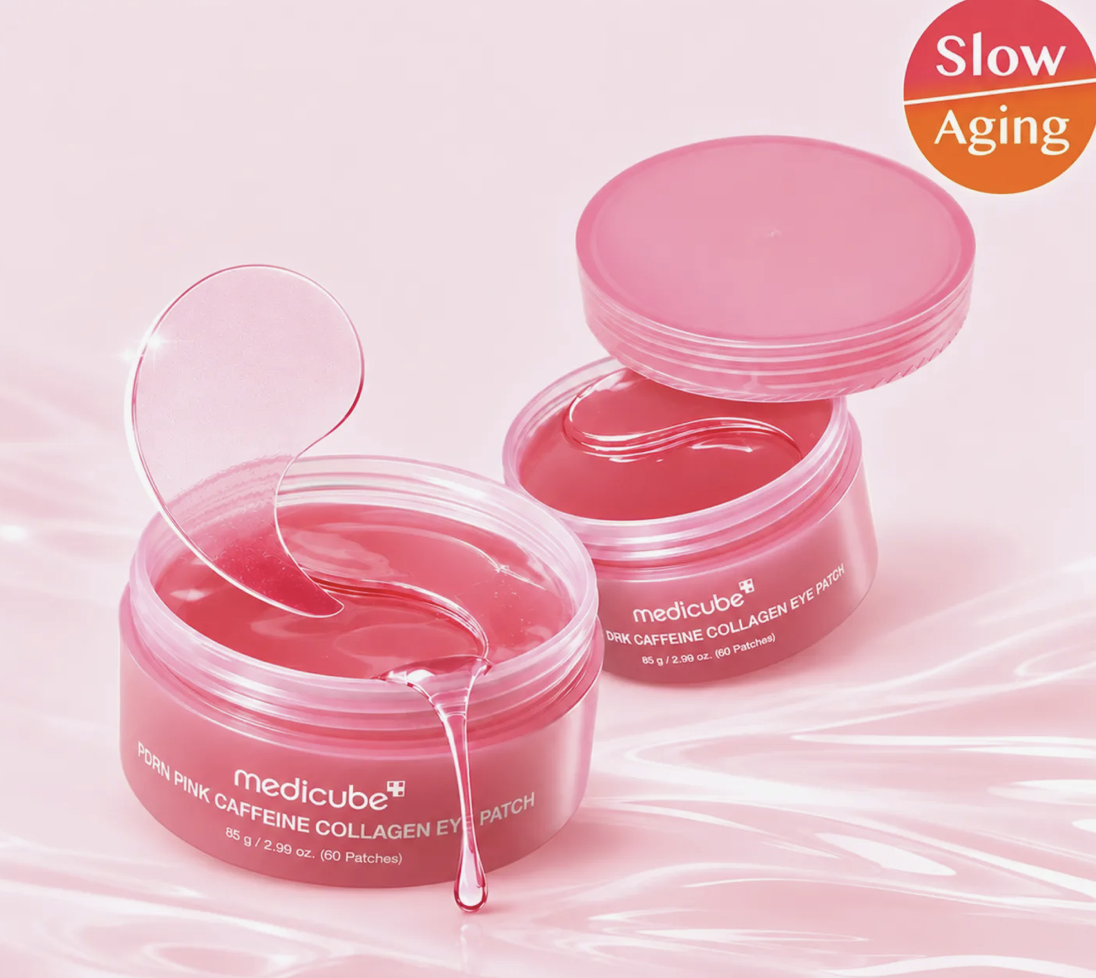 Medicube PDRN Pink Caffeine Collagen – Patches de Hidrogel para os Olhos 60 unidades